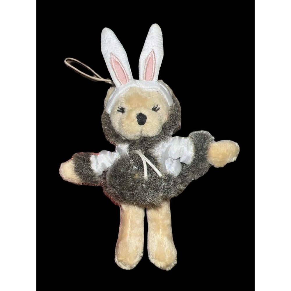 Bath & Body Works Mini‎ Teddy Bear Dresses As Bunny In Puffer Keychain/Ornament